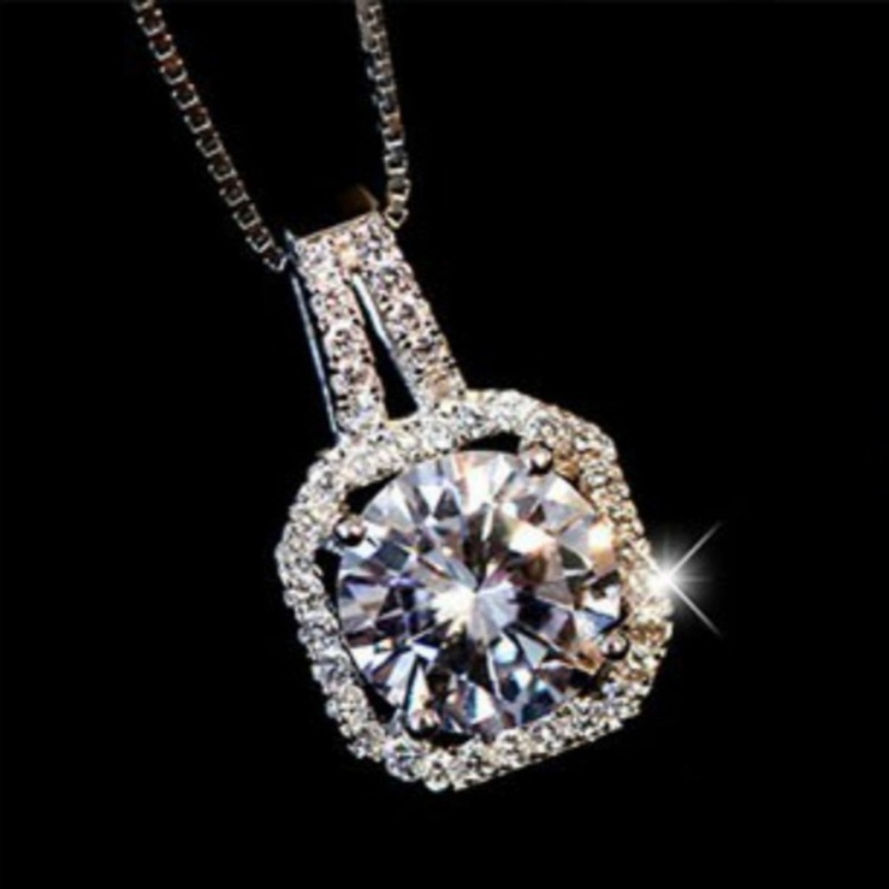 Sterling Silver Square CZ Pendant - Picture 5 of 5